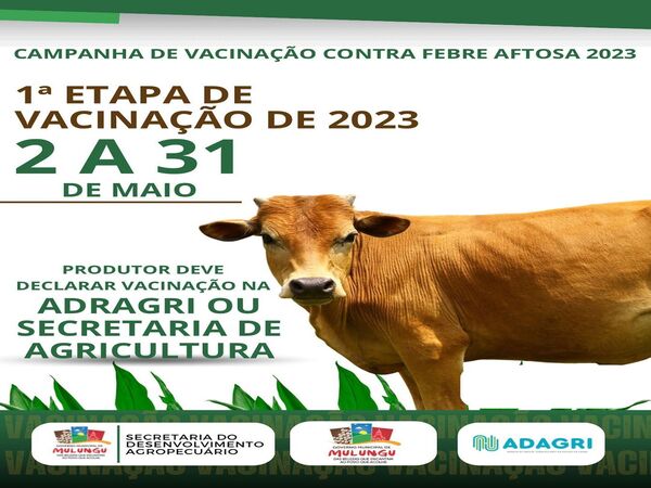 1ª ETAPA CAMPANHA DE VACINAÇÃO CONTRA FEBRE AFTOSA 2023